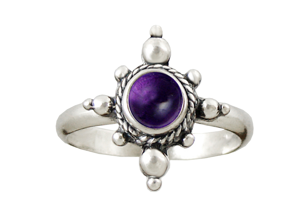 Sterling Silver Gemstone Ring With Amethyst Size 10